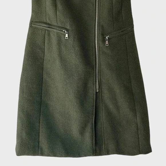 NWT 7 FOR ALL MANKIND LONG ASYMMETRICAL ZIPPERED DARK GREEN VEST | SIZE: SMALL - Picture 7 of 11